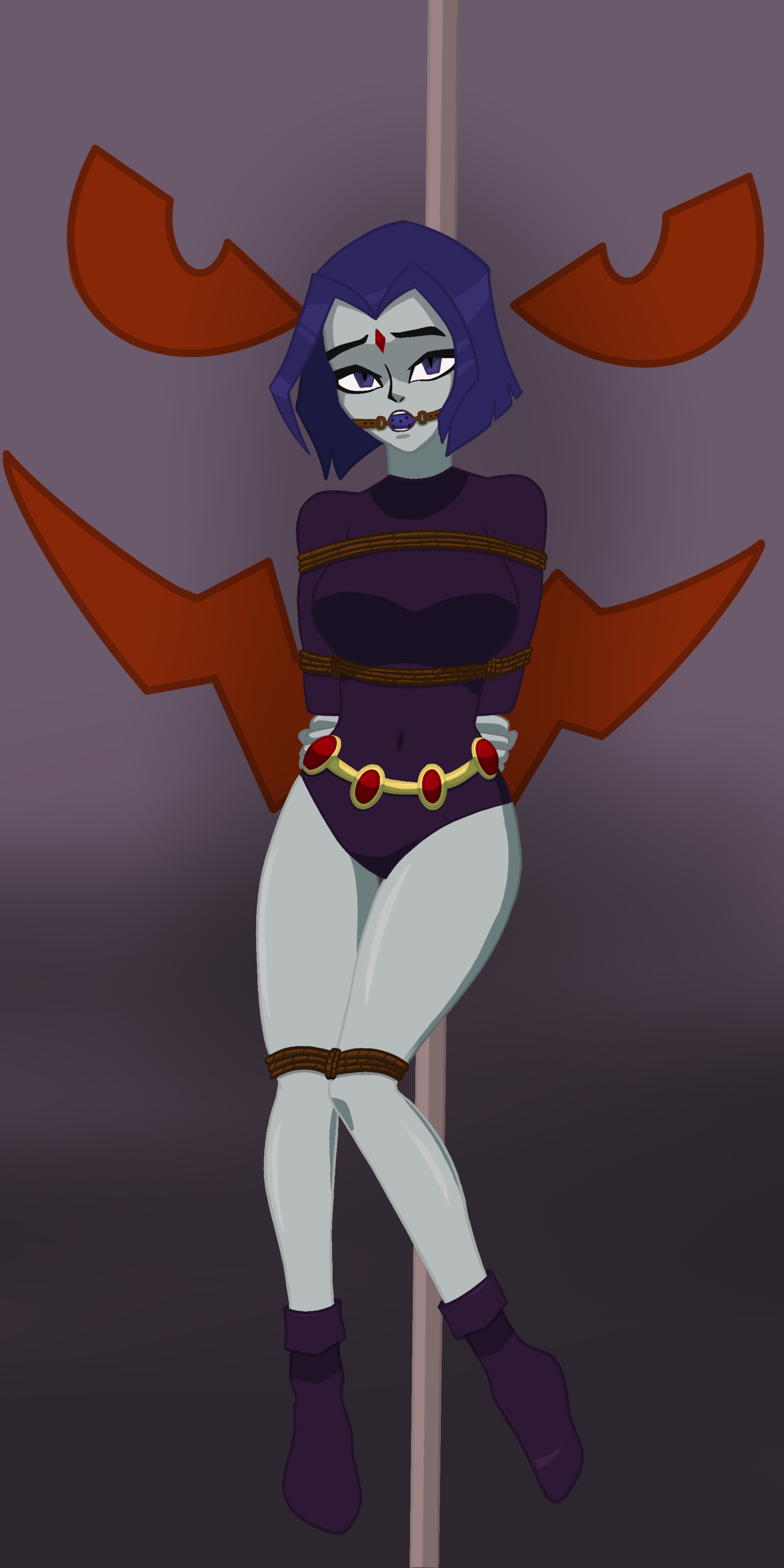 Main content: Raven tied up